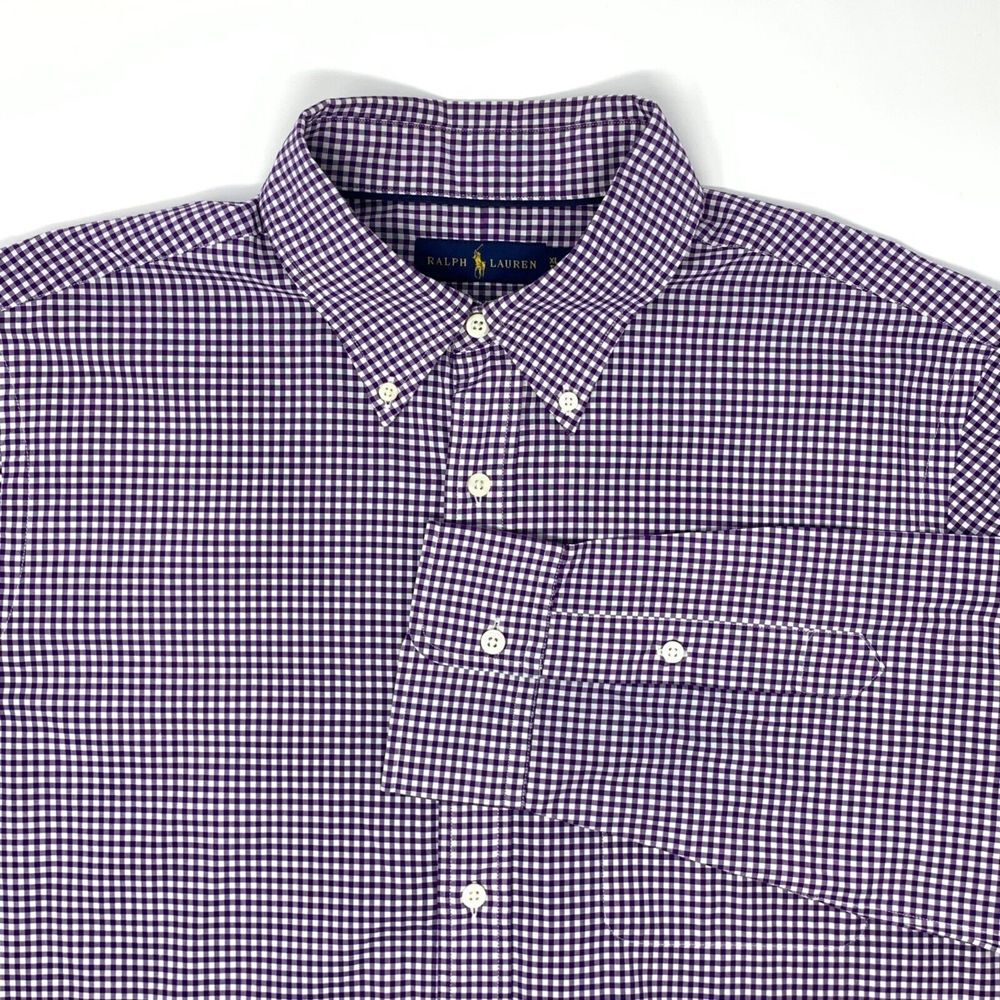 Ralph Lauren Purple Check Men's Long Sleeve Shirt‎ Size XL